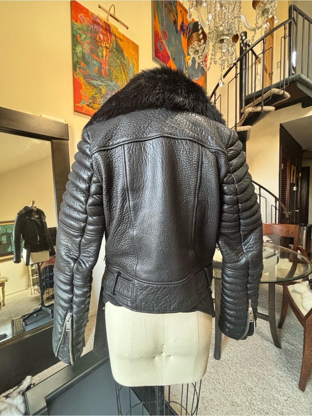 ⚡ THE ARRIVALS Rainer Structured Moto Leather Jacket - Small 🎸🖤 - Picture 5 of 15